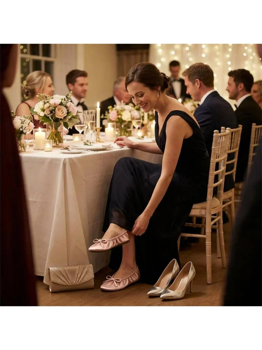 Women's Rose Gold Fit in Your Purse Round Toe Casual Foldable Ballet Flat Shoes